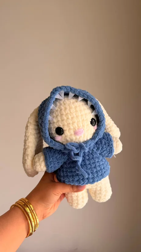 Bunny in Shark Hoodie